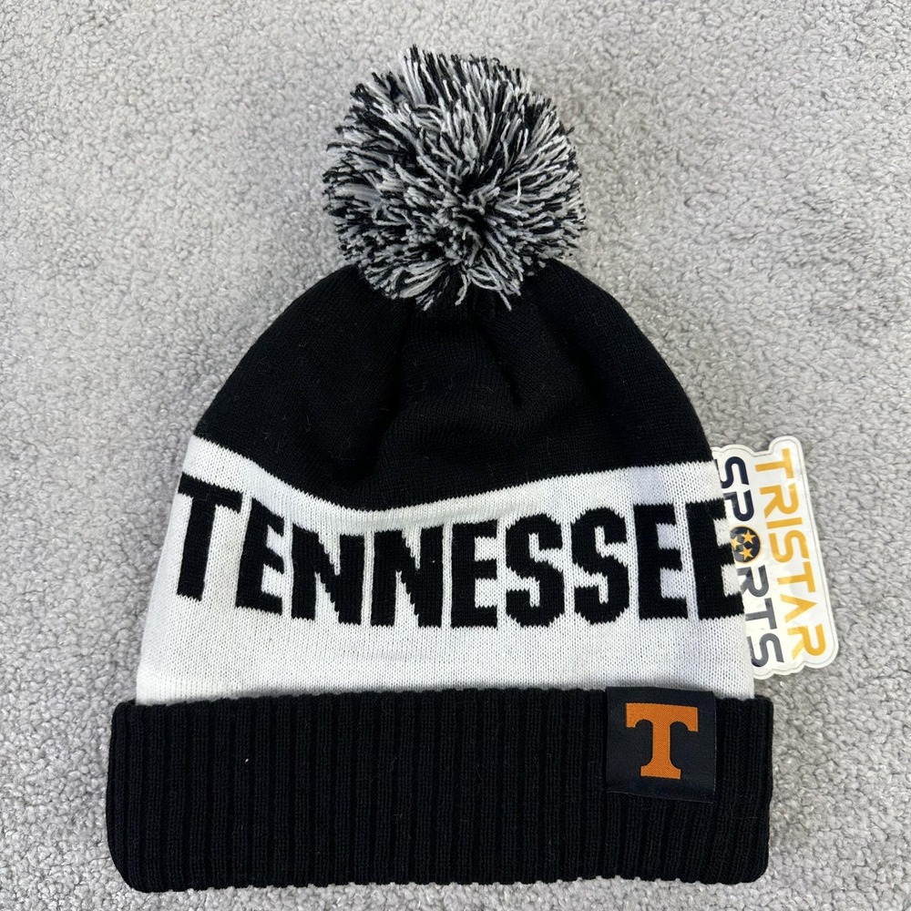 Tennessee Volunteers Hat Beanie Mens One Size Black White NCAA Football Pom Nike